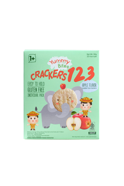 Yummy Bites Rice Crackers 123 Flavour (Apple/ Banana/ Strawberry) 50G Posh Baby Shop