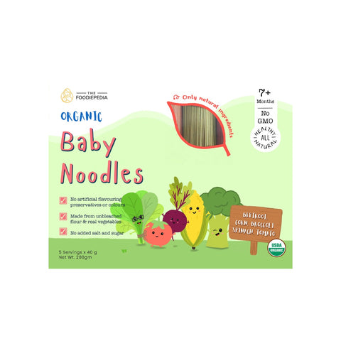 The Foodiepedia Organic Baby Noodle - Beetroot, Corn, Broccoli, Spinach, Tomato