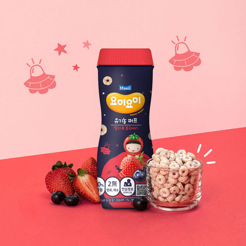 Maeil Yummy Yummy Organic Puffs - Strawberry & Blueberry