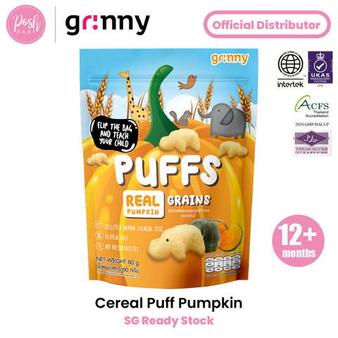 Grinny Cereal Puff - Assorted Flavors 60g (Baked not Fried, Gluten Free, GMO Free)
