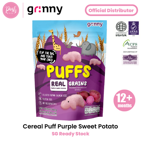 Grinny Cereal Puff - Assorted Flavors 60g (Baked not Fried, Gluten Free, GMO Free)
