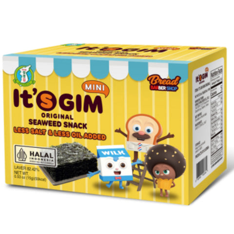 It’s Gim MINI Seaweed Snack (10 x 1.5g) | Korean Laver Sheets for Kids | Less Salt / No Salt Option