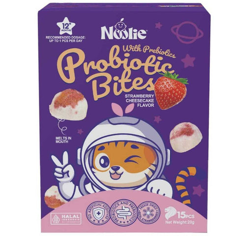Noolie Probiotic Bites with Prebiotics (Strawberry Cheesecake Flavor)