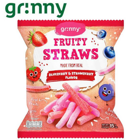 Grinny Fruity Straws - Made w Real Fruits, Baked not Fried