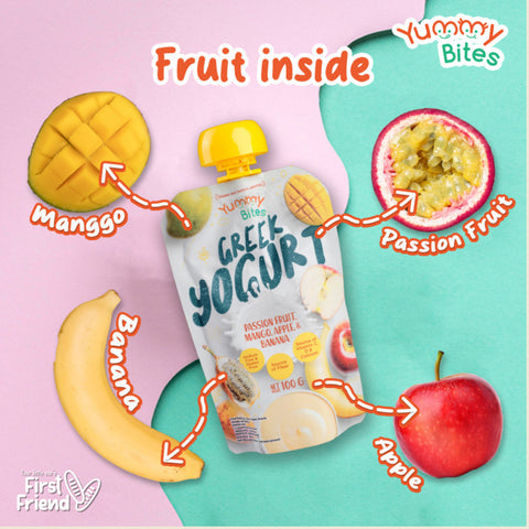 Yummy Bites Greek Yogurt (Passion Fruit, Mango, Apple & Banana / Vanilla, Apple & Banana) 100G
