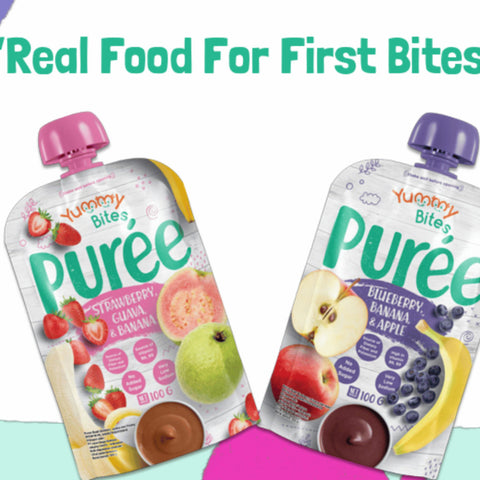 Yummy Bites Puree (Blueberry, Banana & Apple / Strawberry Guava & Banana) 100G