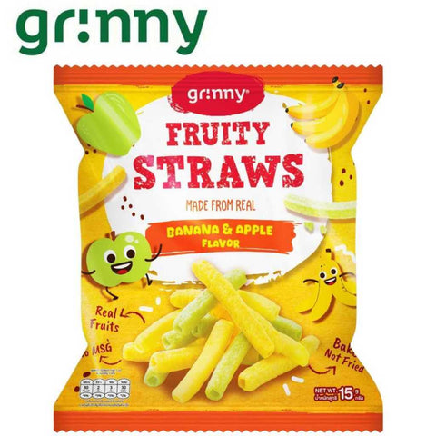 Grinny Fruity Straws - Made w Real Fruits, Baked not Fried