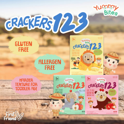 Yummy Bites Rice Crackers 123 Flavour (Apple/ Banana/ Strawberry) 50G