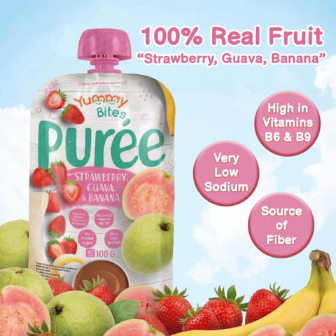 Yummy Bites Puree (Blueberry, Banana & Apple / Strawberry Guava & Banana) 100G