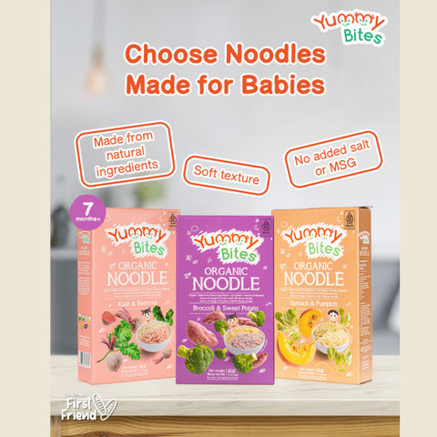 Yummy Bites Organic Baby Noodle (Broccoli & Sweet Potato/ Kale & Beetroot/ Spinach & Pumpkin) 80G
