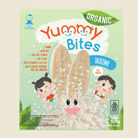 Yummy Bites Organic Rice Crackers (Carrot, Original, Sweet Potato & Carrot) 50G