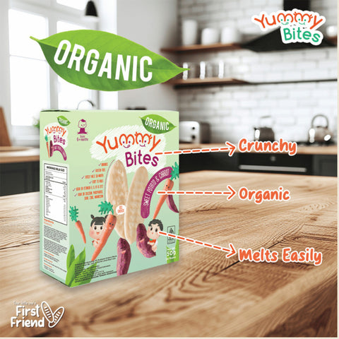 Yummy Bites Organic Rice Crackers (Carrot, Original, Sweet Potato & Carrot) 50G