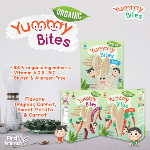 Yummy Bites Organic Rice Crackers (Carrot, Original, Sweet Potato & Carrot) 50G