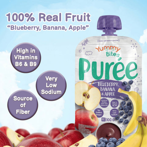 Yummy Bites Puree (Blueberry, Banana & Apple / Strawberry Guava & Banana) 100G