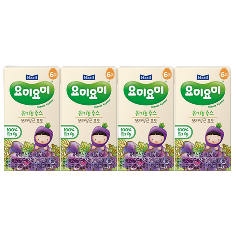 Maeil YummyYummy Organic Juice - Purple carrot & Grape 125ml x 4