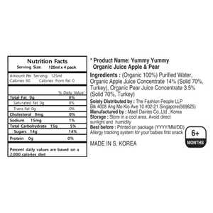 Maeil YummyYummy Organic Juice - Apple & Pear  125ml x 4
